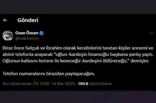 Ekrem İmamoğlu’nun diploma skandalını ortaya çıkarmıştı! Ozan Özcan'a tehdit: “Etrafını kolla”